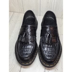 Dr. Martens Adrian Croc Loafers Black Leather Tassel Womens Size 7 Creepers New